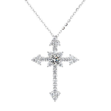 Amazing Real D Color 1 Carat High Quality Moissanite Diamonds Cross Pendant Necklace - Fine Jewellery - The Jewellery Supermarket